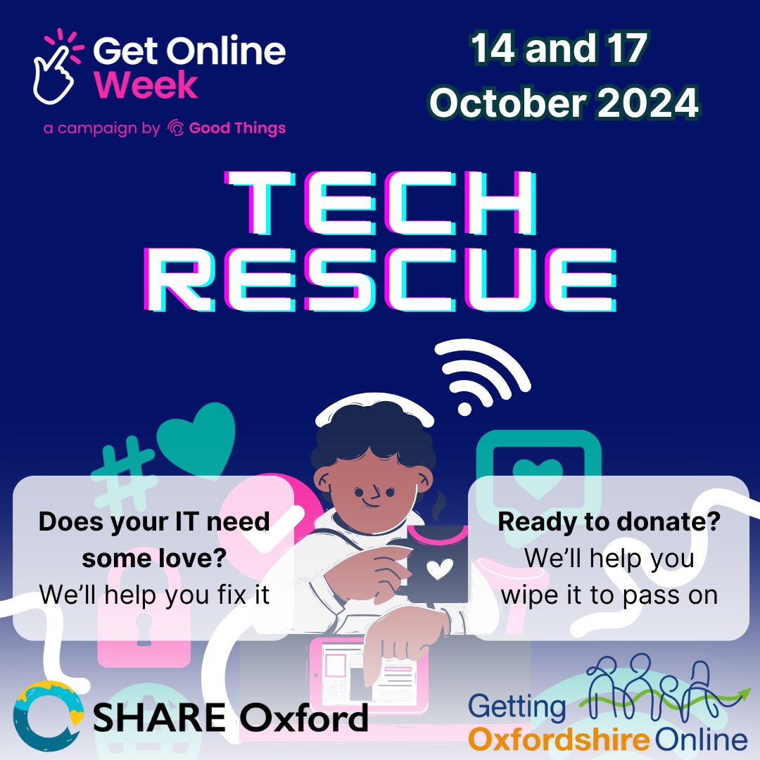 SHARE Oxford Tech Rescue; we'll help fix your kit or prepare it to donate